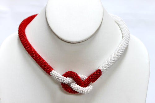 Hand in Hand Necklace - Red & White