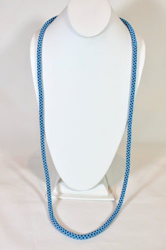 Knitted Rope Necklace - Aqua & Pewter