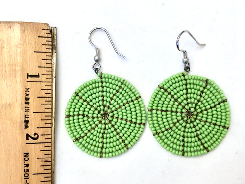 Disk Earrings - Green