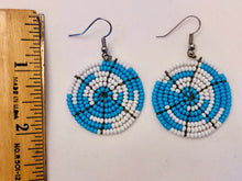 Load image into Gallery viewer, Disk Earrings - Aqua &amp; White