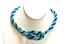 Load image into Gallery viewer, Hand in Hand Necklace - Aqua &amp; Navy