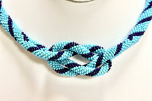 Load image into Gallery viewer, Hand in Hand Necklace - Aqua &amp; Navy