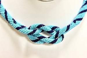 Hand in Hand Necklace - Aqua & Navy