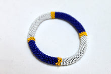 Load image into Gallery viewer, Bracelet - Knitted Blue, White &amp; Yellow