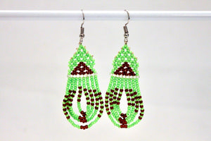 Woven Dangling Earrings - Bright Green