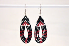 Load image into Gallery viewer, Woven Dangling Earrings - Black &amp; Red