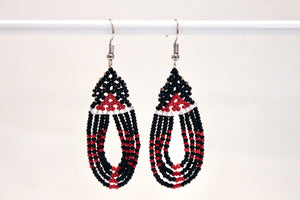Woven Dangling Earrings - Black & Red