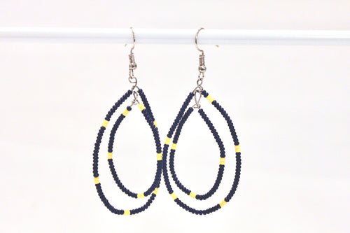 Teardrop Earrings - Navy & Yellow