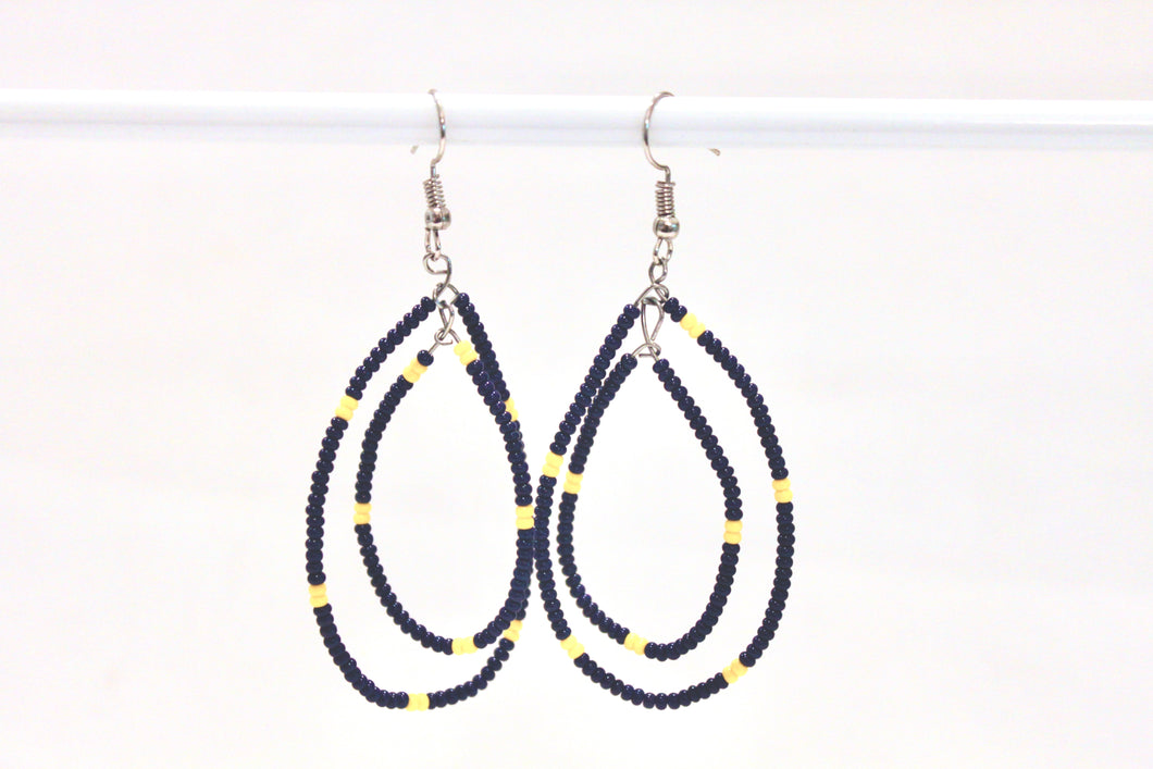 Teardrop Earrings - Navy & Yellow