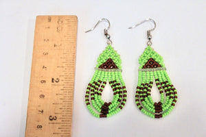 Woven Dangling Earrings - Bright Green