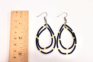 Teardrop Earrings - Navy & Yellow