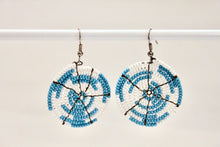 Load image into Gallery viewer, Disk Earrings - Aqua &amp; White