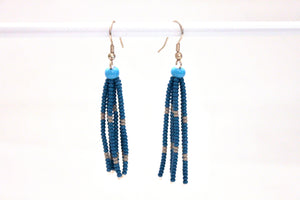 Tassel Earrings - Blue & Gray