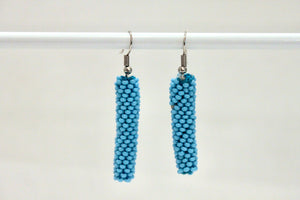 Knitted Column Earrings - Aqua