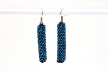 Load image into Gallery viewer, Knitted Column Earrings - Blue