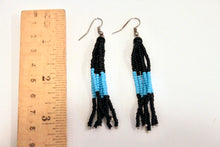 Load image into Gallery viewer, Tassel Earrings - Black &amp; Aqua