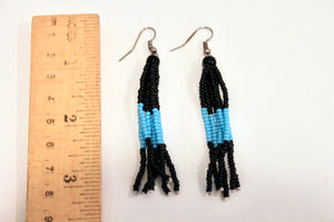 Tassel Earrings - Black & Aqua