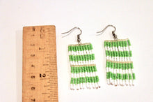 Load image into Gallery viewer, Taposa Earrings - Green &amp; White