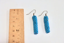 Load image into Gallery viewer, Knitted Column Earrings - Aqua