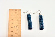 Load image into Gallery viewer, Knitted Column Earrings - Blue