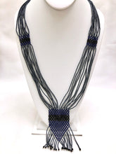 Load image into Gallery viewer, Geometric Shilluk Necklace - Pewter, Navy &amp; Black