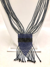 Load image into Gallery viewer, Geometric Shilluk Necklace - Pewter, Navy &amp; Black