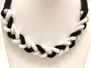 Hand in Hand Braided Necklace - Black & White