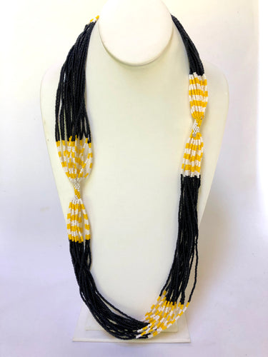 Mundari Twist Necklace - Black, Yellow & White