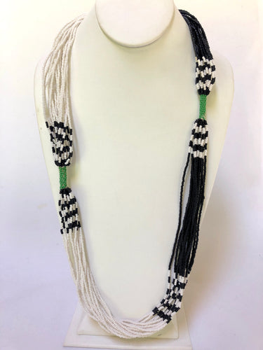 Mundari Twist Necklace - Black, White & Green