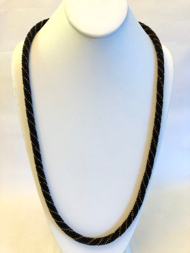 Knitted Rope Necklace - Black & Gold