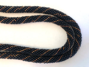 Knitted Rope Necklace - Black & Gold