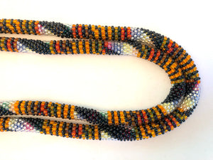 Knitted Rope Necklace - Black & Orange