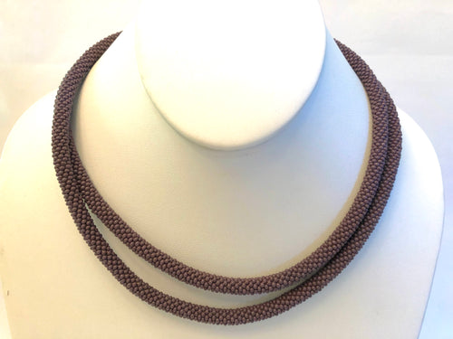 Knitted Rope Necklace - Light Plum