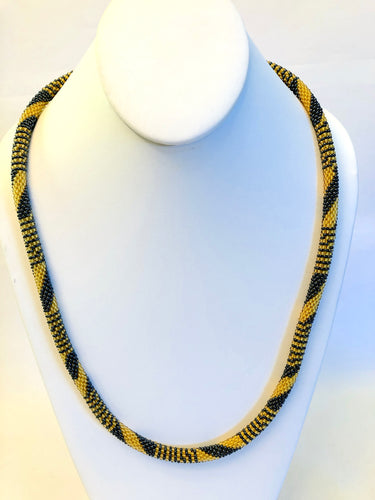 Knitted Rope Necklace - Gold & Pewter