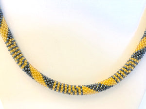 Knitted Rope Necklace - Gold & Pewter