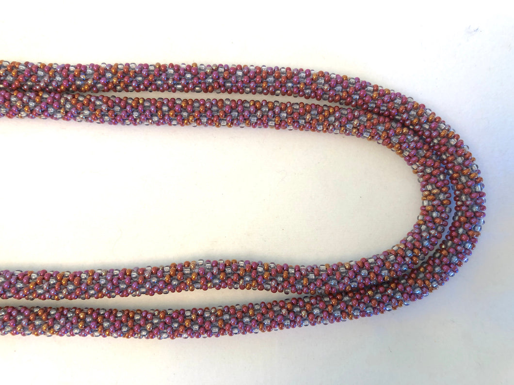 Knitted Rope Necklace - Pink Sparkle