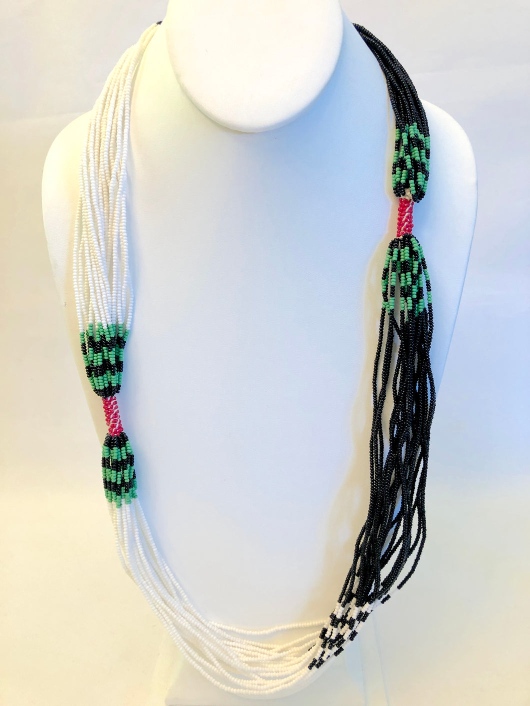 Mundari Twist Necklace - Black, White & Green