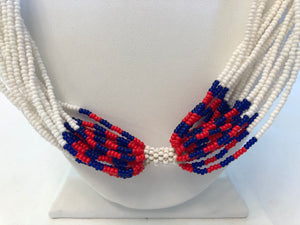 Mundari Twist Necklace - Royal Blue, White, Black & Red