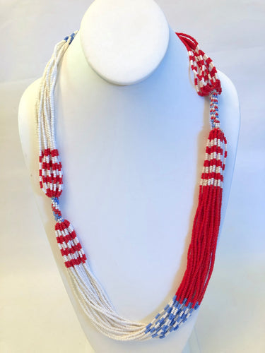 Mundari Twist Necklace - Red, White & Blue