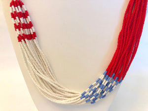 Mundari Twist Necklace - Red, White & Blue