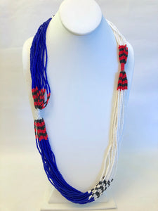 Mundari Twist Necklace - Royal Blue, White, Black & Red