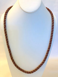 Knitted Rope Necklace - Copper & Gold