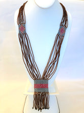 Load image into Gallery viewer, Geometric Shilluk Necklace - Brown, Pewter &amp; Red