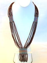 Load image into Gallery viewer, Geometric Shilluk Necklace - Brown, Pewter &amp; Copper