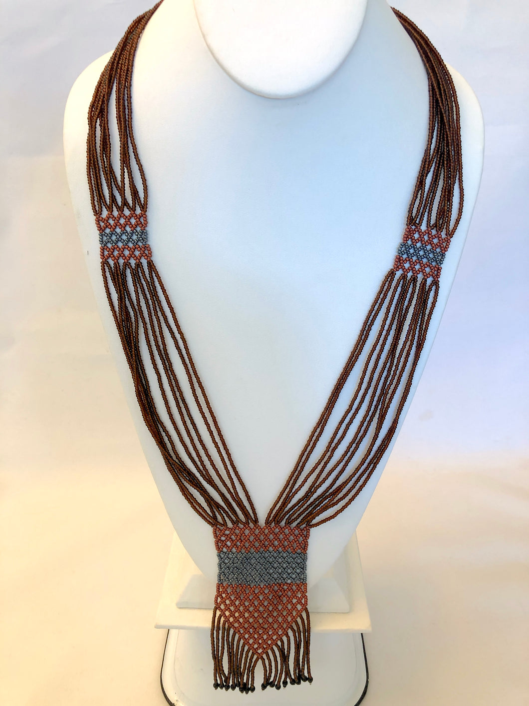 Geometric Shilluk Necklace - Copper & Pewter