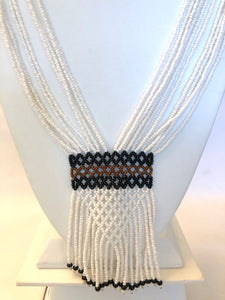 Geometric Shilluk Necklace - White & Black