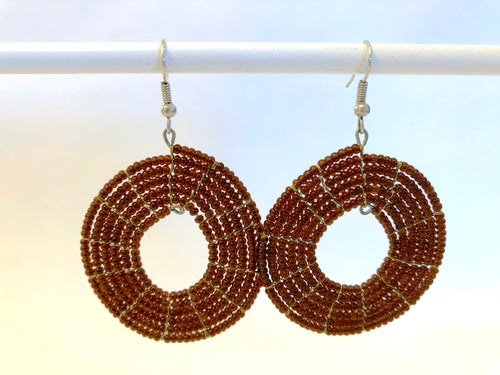 Disk Hoop Earrings - Copper Brown