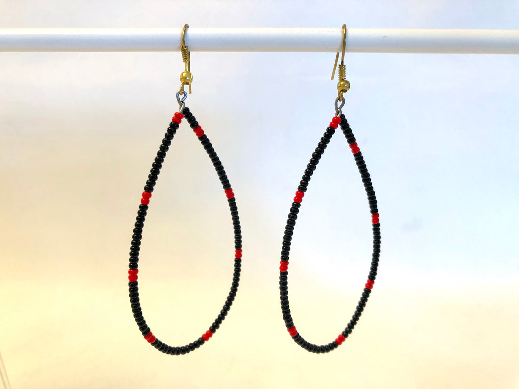 Teardrop Earrings - Black & Red