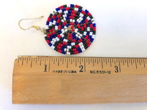 Disk Earrings - Red, Black, Blue & White