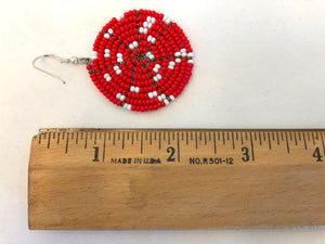 Disk Earrings -Red & White